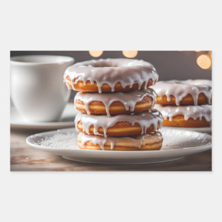 Vanilla Glazed Donuts Rektangulärt Klistermärke