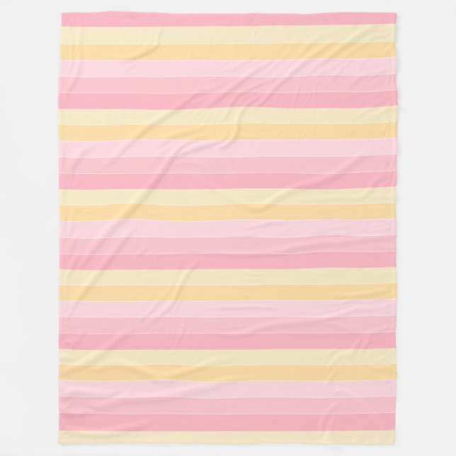 Vanilla Gult Rosa Stripe Elegant Färg Modern Fleecefilt (Framsidan)