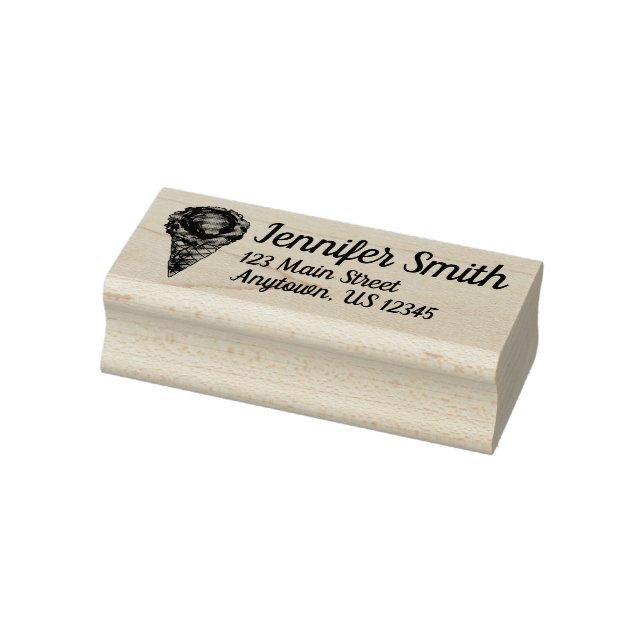 Vanilla Ice Cone Scoop Dessert Food Adress Stämpel (Stämpel)