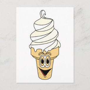 Vanilla Ice Cream Cone Tecknad Vykort