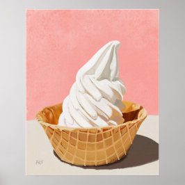 Vanilla Ice Cream i Waffle Cone Bowl Art Skriv ut Poster