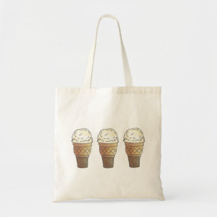 Vanilla Ice Cream Scoop Cones Foodie Tote Tygkasse