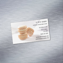 Vanilla Macarons Food Pastry Chef Bakery Baker Magnetiska Visitkort