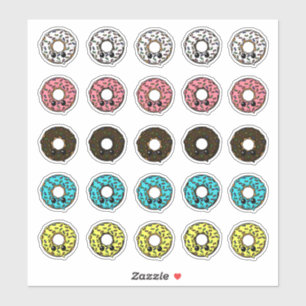 Vanilla och Chocolate Donuts w/ Frosting Sprinkles Klistermärken
