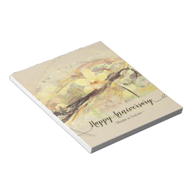 Vanilla Orchid Flower Abstrakt Art Calligraphy Anteckningsblock (Vinklad)