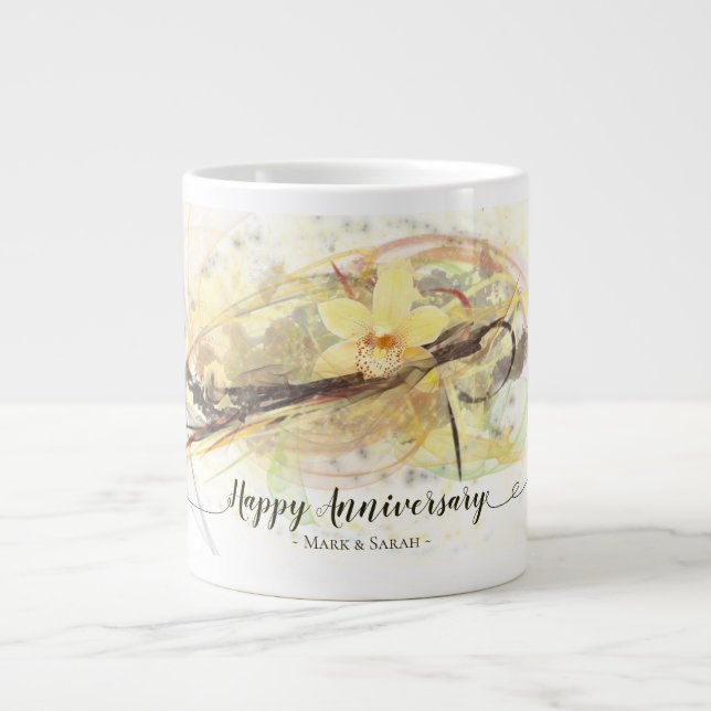 Vanilla Orchid Flower Abstrakt Art Calligraphy Jumbo Mugg (Framsidan)