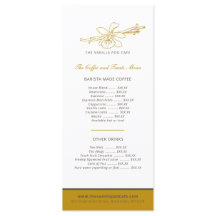 Vanilla pod blomkafémeny (kaffe och kaka)