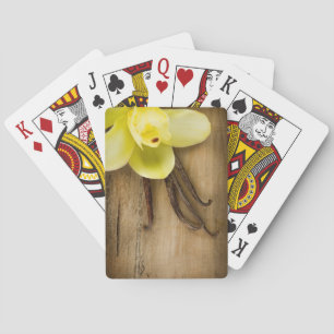 Vanilla Poder och Flower över träbakgrund Spel Kort