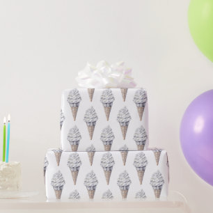 Vanilla Silver Confetti Ice Cream Cone Birthday Presentpapper