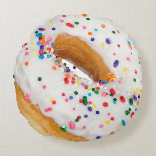 Vanilla Sprinkles Donut Novelty Rund Kudde (Framsidan)