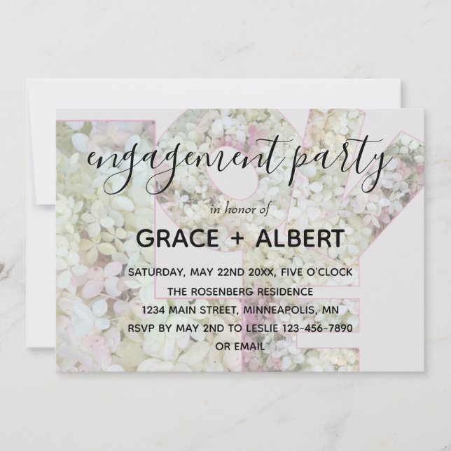 Vanilla Strawberry Hydrangeas Bröllop Förlovning Inbjudningar (Framsida)