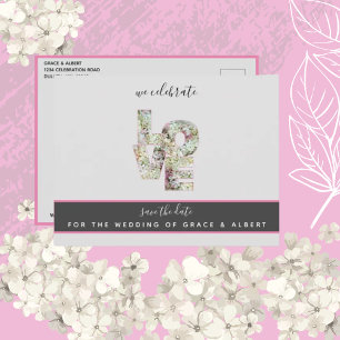 Vanilla Strawberry Hydrangeas Bröllop Spara Datum Vykort