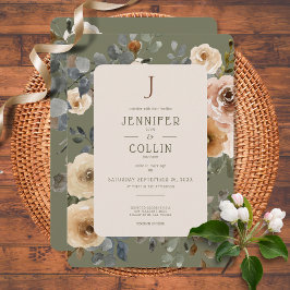 Vanilla White Boho Ro Sage Bröllop Inbjudningar