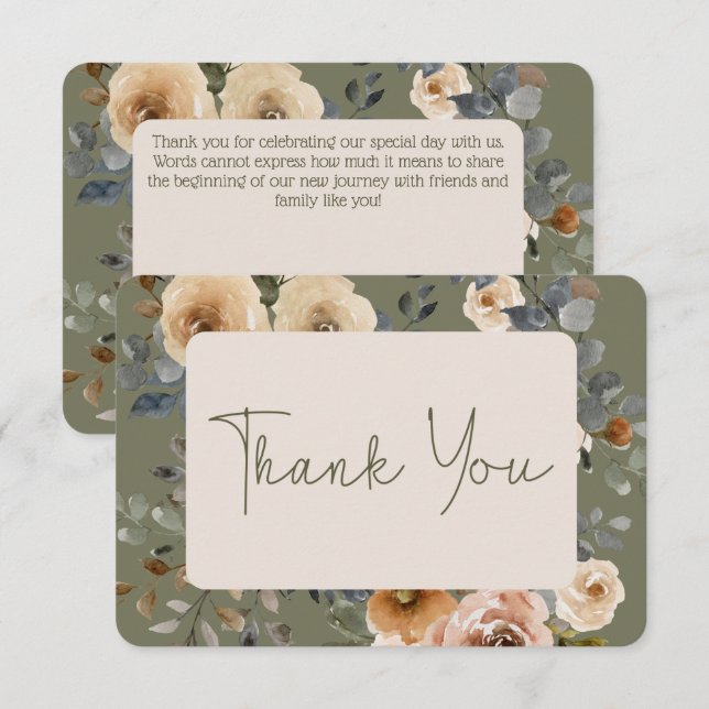 Vanilla White Boho Ro Sage Bröllop Tack Kort (Fram/baksida)