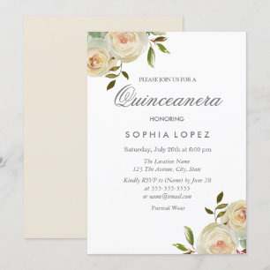 Vanilla White Cream Ro Elegant Quinceanera Inbjudningar