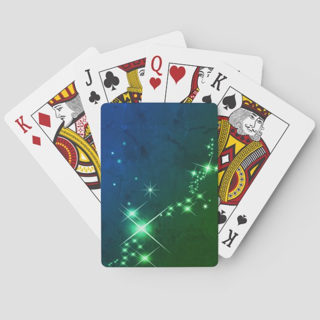Vänlande ljus blå grönt casinokort (Baksidan)