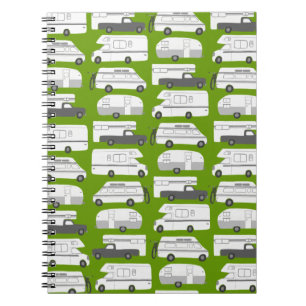 Vanlife Camping Camper RV Trailer Mönster Anteckningsbok