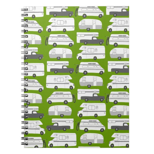 Vanlife Camping Camper RV Trailer Mönster Anteckningsbok (Framsidan)