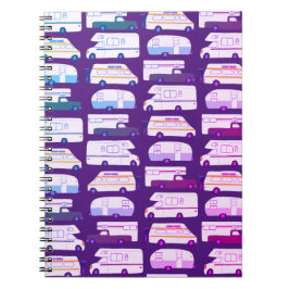 Vanlife Camping Camper RV Trailer Mönster Anteckningsbok