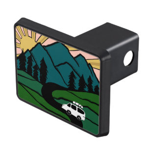 Vanlife Camping Vintage Van Mountain Sunrise Dragkroksskydd