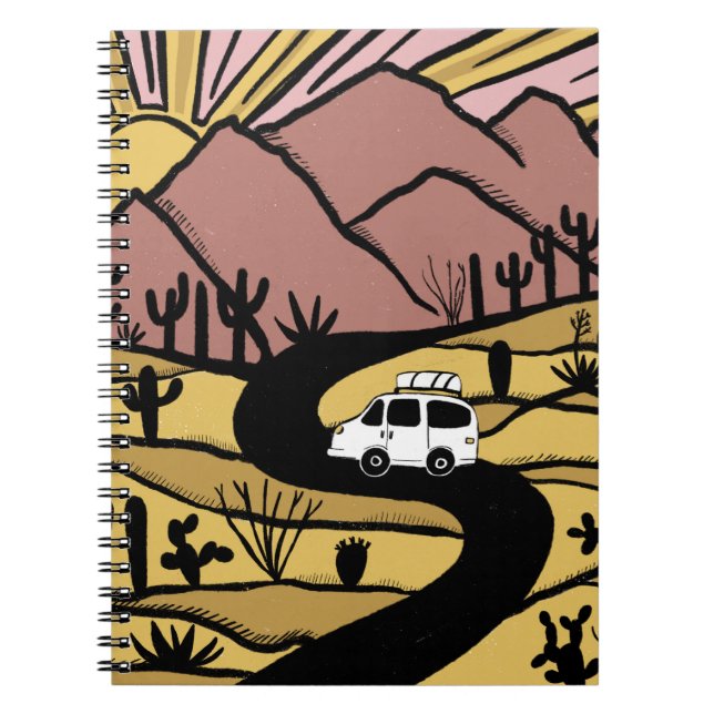 Vanlife Desert Road Resa Camping Anteckningsbok (Framsidan)
