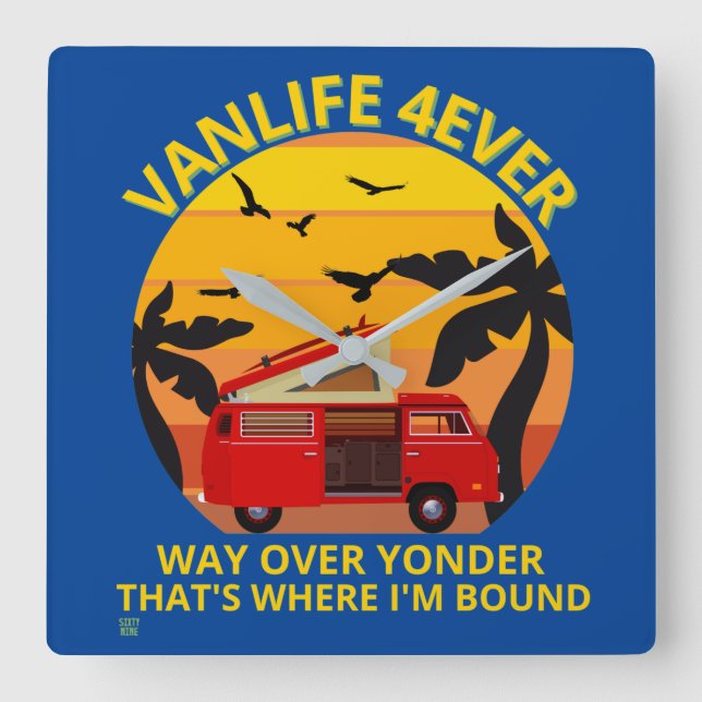 VANLIFE-klocka.. Fyrkantig Klocka (Framsida)