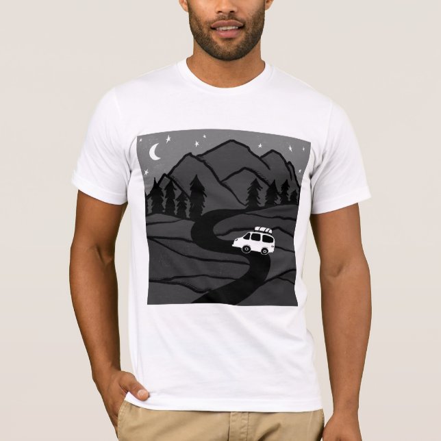 VANLIFE Träd Forest Mountain Äventyr T Shirt (Framsida)