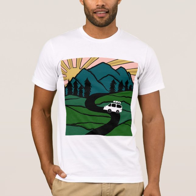 VANLIFE Träd Forest Mountain Äventyr T Shirt (Framsida)