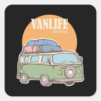 Vanlife Travel Fyrkantigt Klistermärke