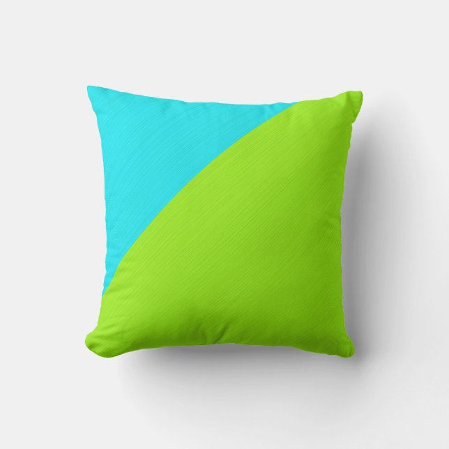 Vanlig akvafärgad (cyan) och limegrön bakgrund kudde (Framsida)