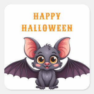 Vänlig Bebis Fladdermus Ler Under Halloween Natt S Fyrkantigt Klistermärke
