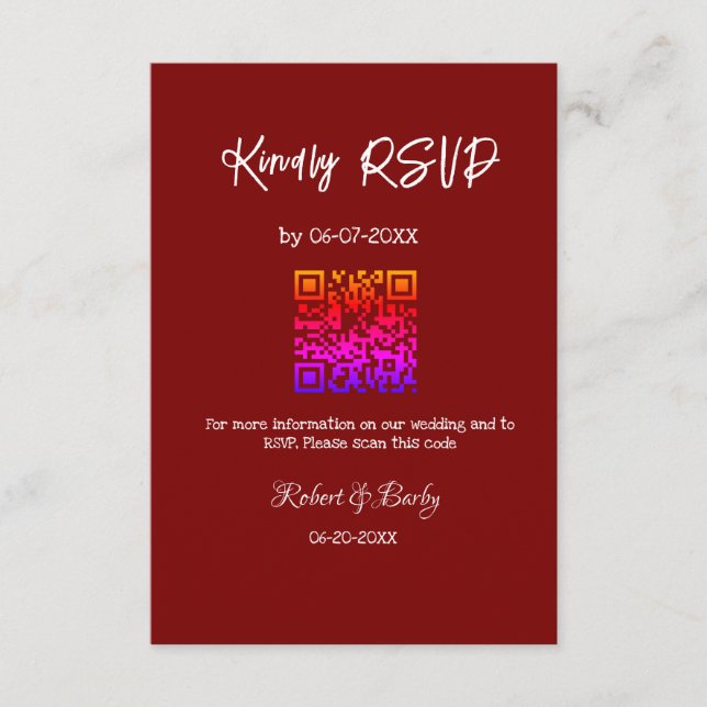 vänlig bröllop OSA scan QR-kod enkel modern Tilläggskort (Framsida)