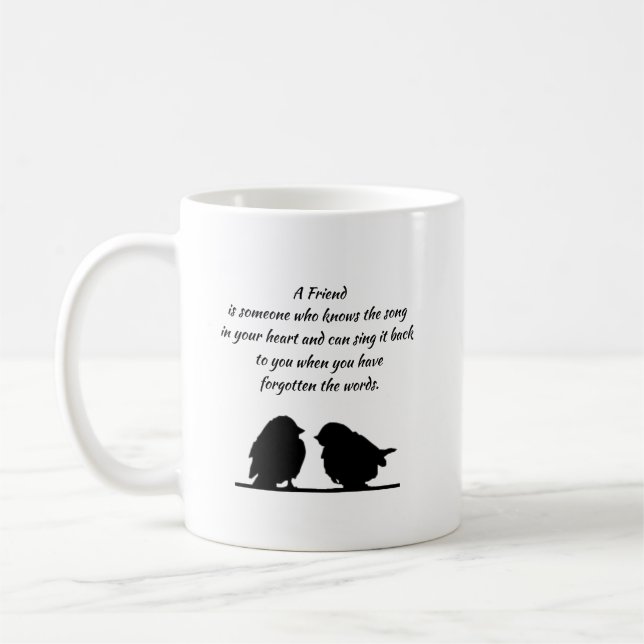 Vänlig citat Sång i ditt hjärta & Fåglar Kaffemugg (Vänster)