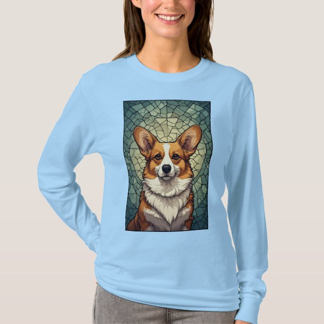 Vänlig Corgi Hundporträtt T Shirt (Framsida)