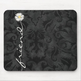 Vänlig Daisy på Black Damask Musmatta