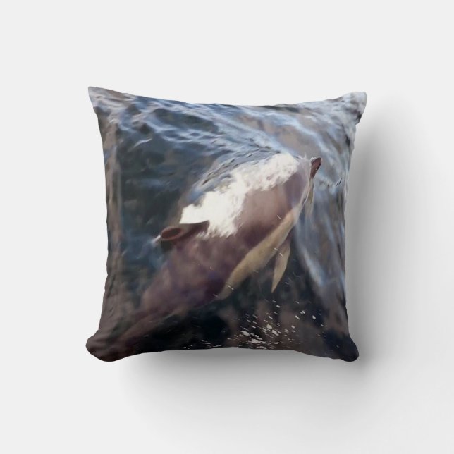 Vanlig delfin som bryter ytan Djuphav Kustnära kon Kudde (Framsida)