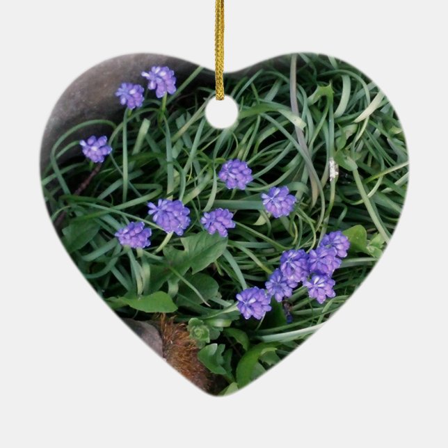 vanlig druvsaft, blå lila blomma,blommigt julgransprydnad keramik (Baksidan)