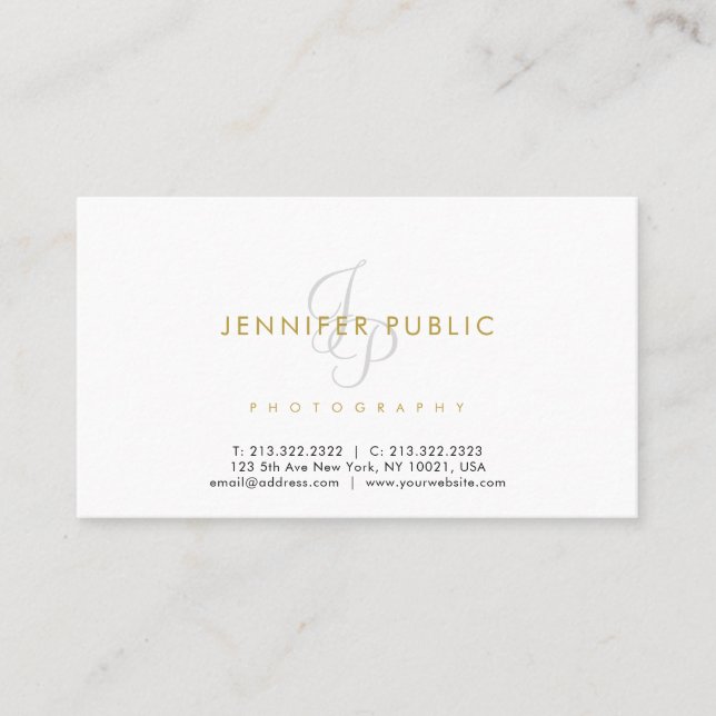 Vanlig elegant fotografMonogram för fotograf Visitkort (Framsida)
