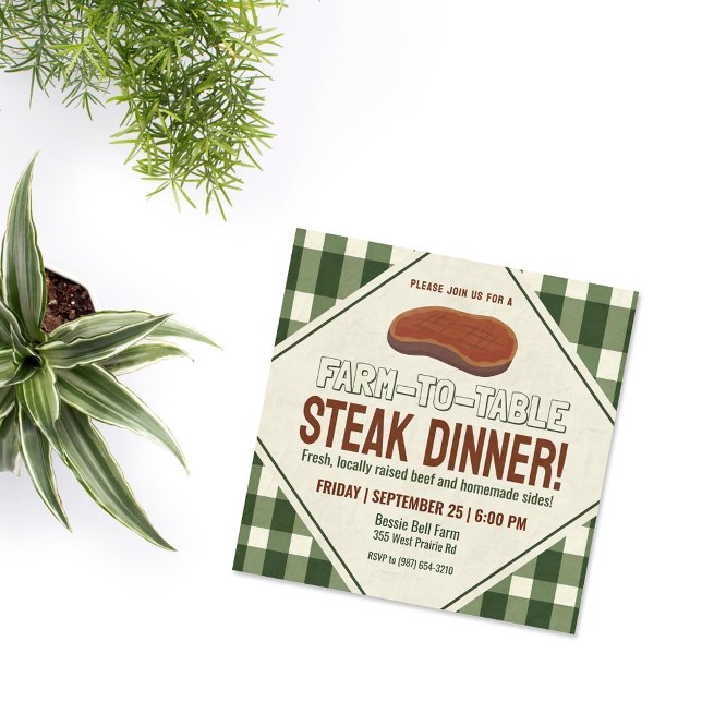 Vänlig Farm-to-Table Steakmiddag  Inbjudningar (Skapare uppladdad)