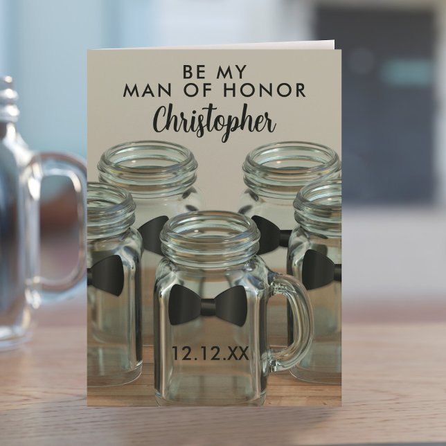 Vänlig Förfrågan Förslag Kort för Hedrande Man (Ask your Man of Honor to stand  by your side with this card. Mention the free bar and he'll say yes!)