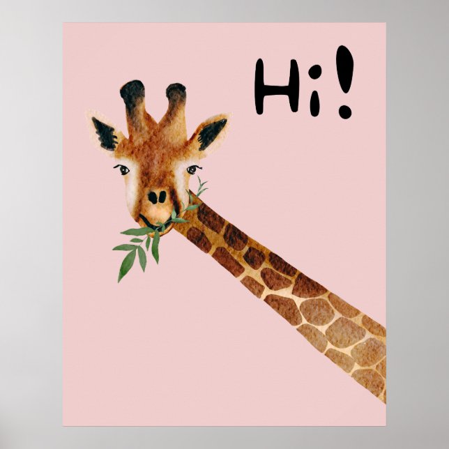 Vänlig giraff säger Hej Poster (Framsidan)
