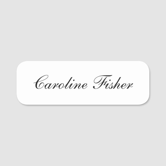 Vanlig handskrift, enkel vit, enkel namnbricka (Framsida)