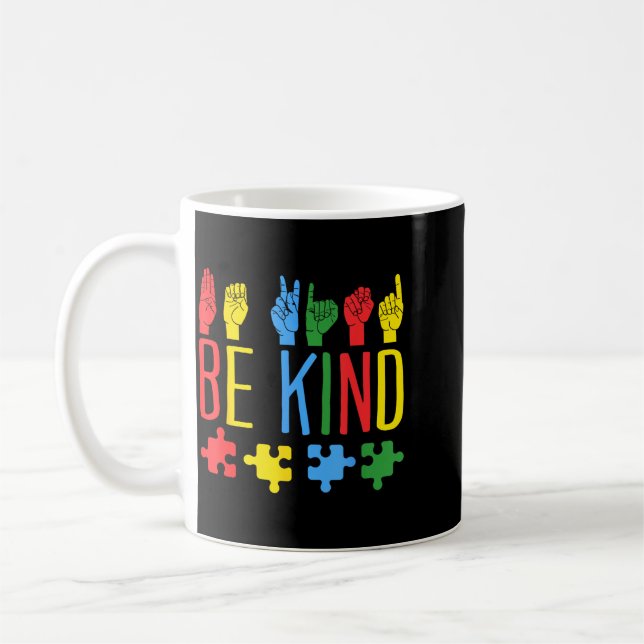 Vänlig handskyltspråk Pussel Au-medvetenhet Asl Kaffemugg (Vänster)