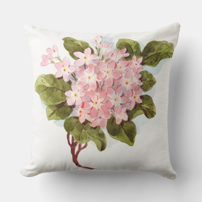 Vanlig hortensia för vintagevattenfärgrosor kudde (Framsida)