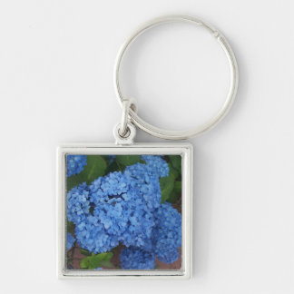 Vanlig hortensia fyrkantig silverfärgad nyckelring