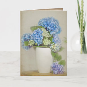 vanlig hortensia- och drottningAnnes bukett för Kort