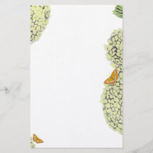 Vanlig hortensia och fjärilar brevpapper