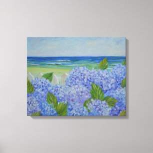Vanlig hortensia vid havet: Slågen in kanfas Canvastryck