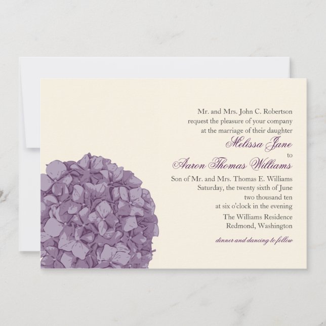 Vanlig hortensiabröllopinbjudan inbjudningar (Framsida)