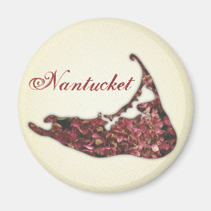 Vanlig hortensiakarta av den Nantucket ön, Magnet